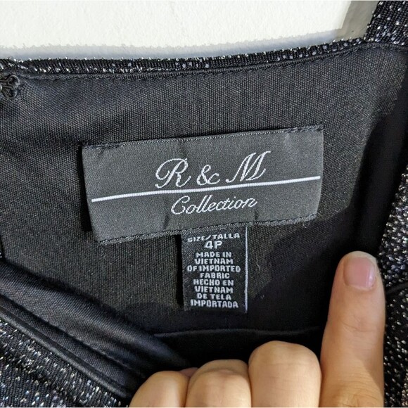 Vintage Black Shimmer Square Neck Y2K Mini Dress - Picture 3 of 7